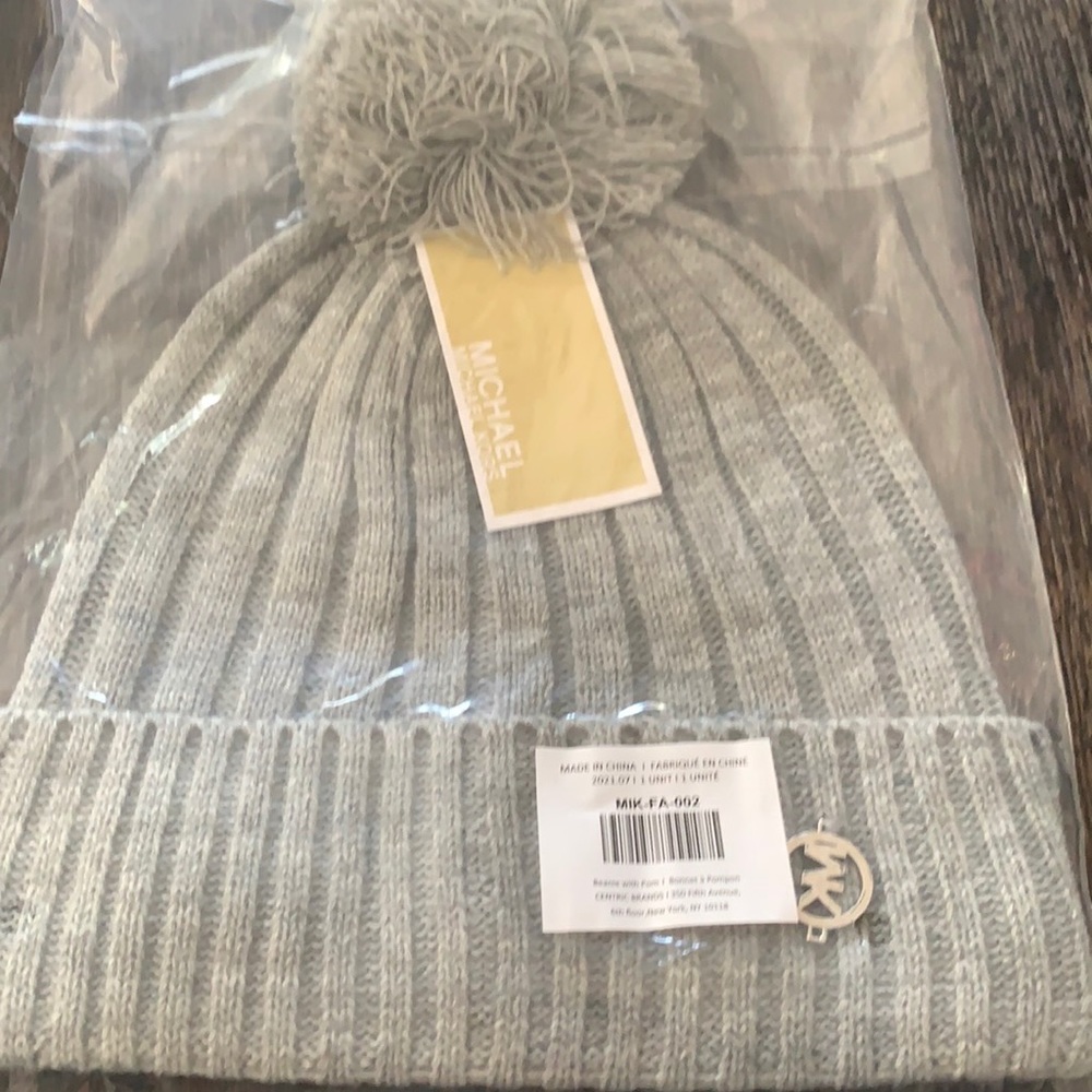 NWT MK beanie with pom